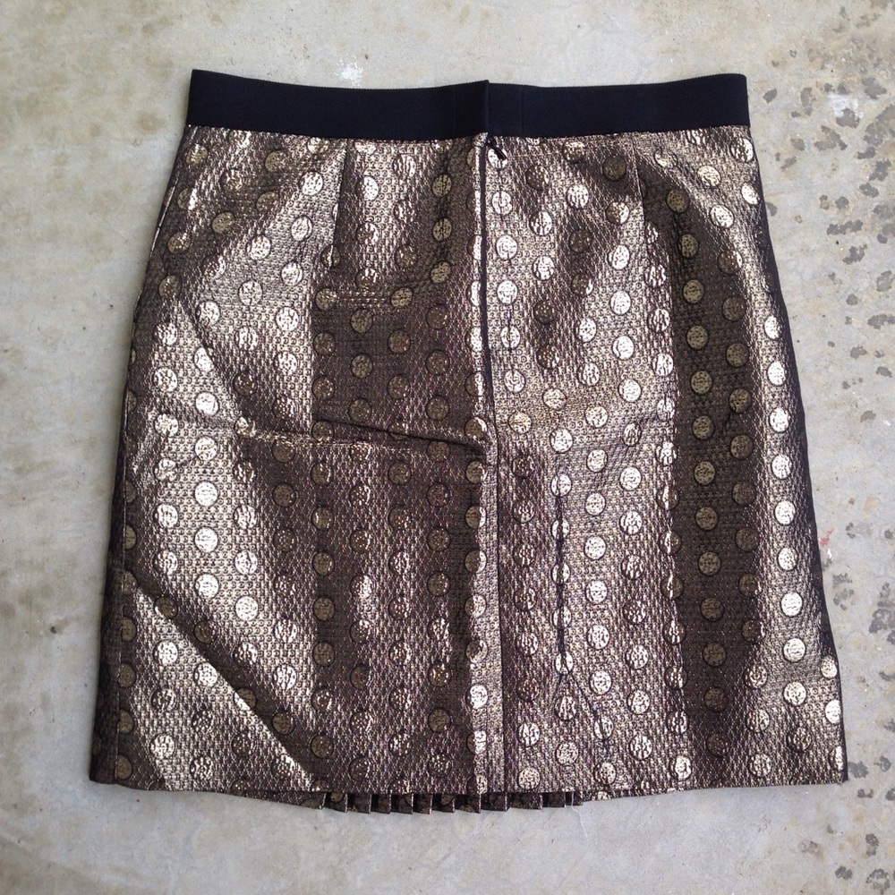 J. Crew Metallic Gold Pleated Mini Skirt - Picture 6 of 9